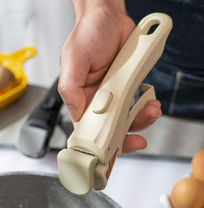 Universal detachable Clip-on pot handle designed to fit various cookware
