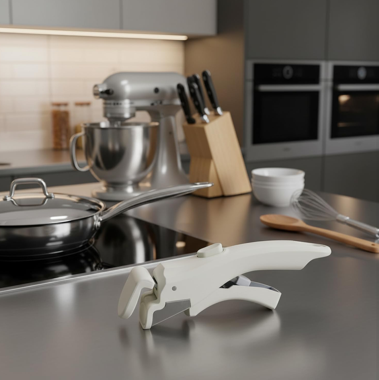Universal detachable Clip-on pot handle designed to fit various cookware