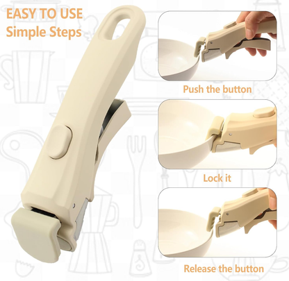 Universal detachable Clip-on pot handle designed to fit various cookware