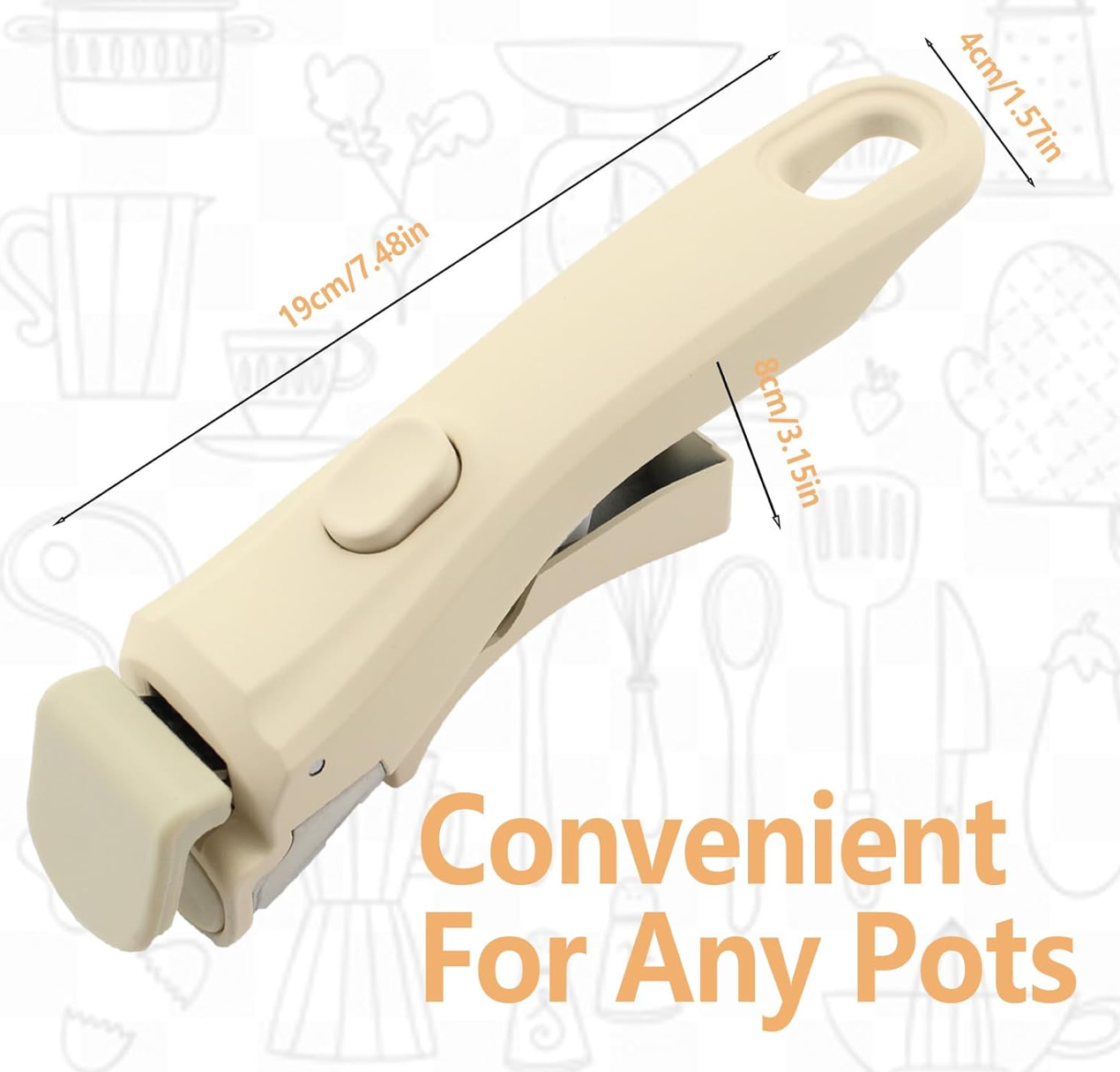 Universal detachable Clip-on pot handle designed to fit various cookware