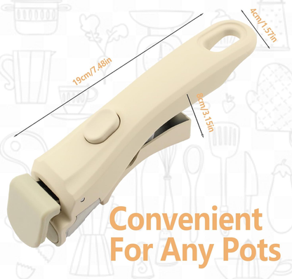 Universal detachable Clip-on pot handle designed to fit various cookware