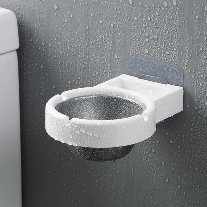 Wall Mounted Stick-on Removable Cigarette Ashtray Storage Rack for Toilet