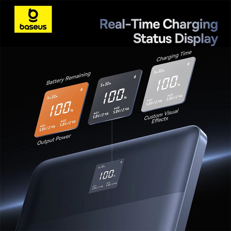 Baseus Blade2 Fast-Charging Power Bank with Digital Display Intelligent Edition 12000mAh 65W(with Baseus Mini White Series Fast-Charging Cable Type-C to Type-C 100W (20V/5A) 50cm Black)
