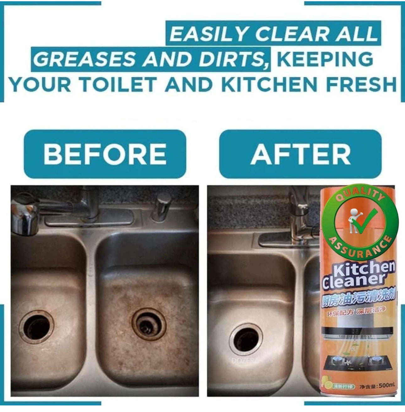 Water Based 500ml Magic Kitchen Foam Spray Cleaner Non-toxic Non Flammable The Spray Penetrates & Removes Stubborn Grease Or Stains Effortlessly