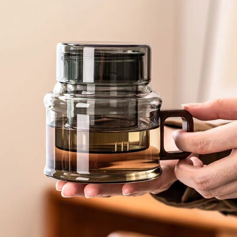 Tinted Borosilicate Glass mini Green Tea pot with Diffuser - 400ml