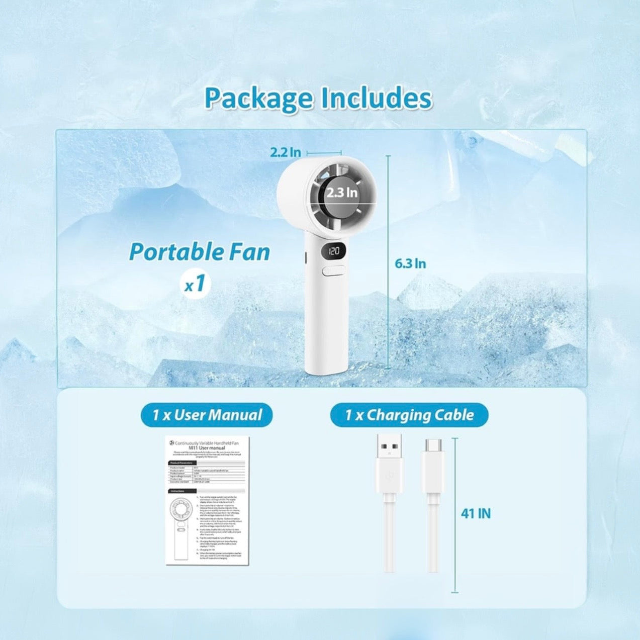 High Speed  Handheld Portable Mini Rechargeable Travel Fan