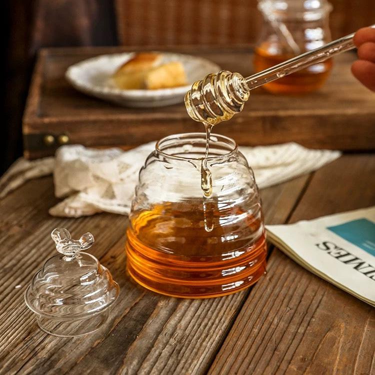 Honey Glass Jar with Honey Swirl