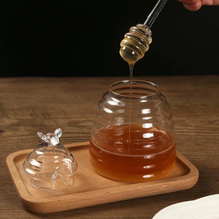 Honey Glass Jar with Honey Swirl
