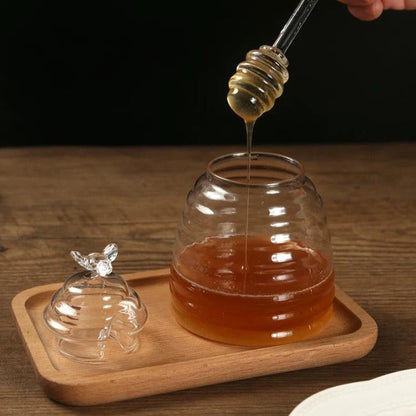 Honey Glass Jar with Honey Swirl