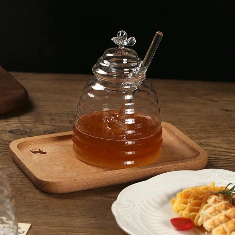 Honey Glass Jar with Honey Swirl