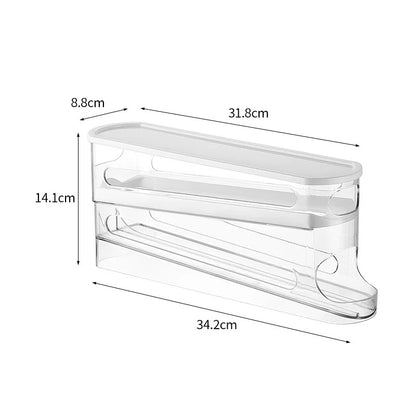 Anti-Fall Dual-Tier  Egg Dispenser for Refrigerator with Automatic Rolling System
