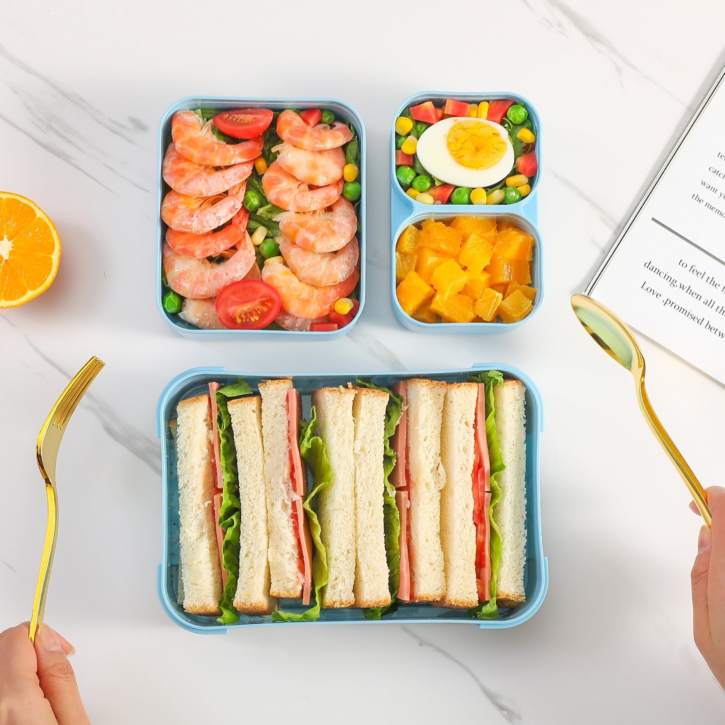 LunchNest™  Removable 4 in 1 Leakproof Compartment - 1100 ML Bento Lunch Box | Compact BPA Free, Leak-Proof, Microwave & Dishwasher Safe Tiffin for Office Use