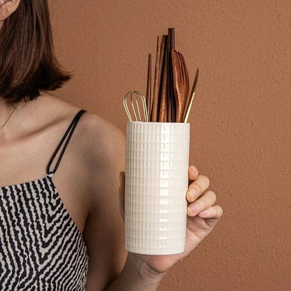 Lucia Textured Italian Glazed Ceramic Cutlery Holder / Vase