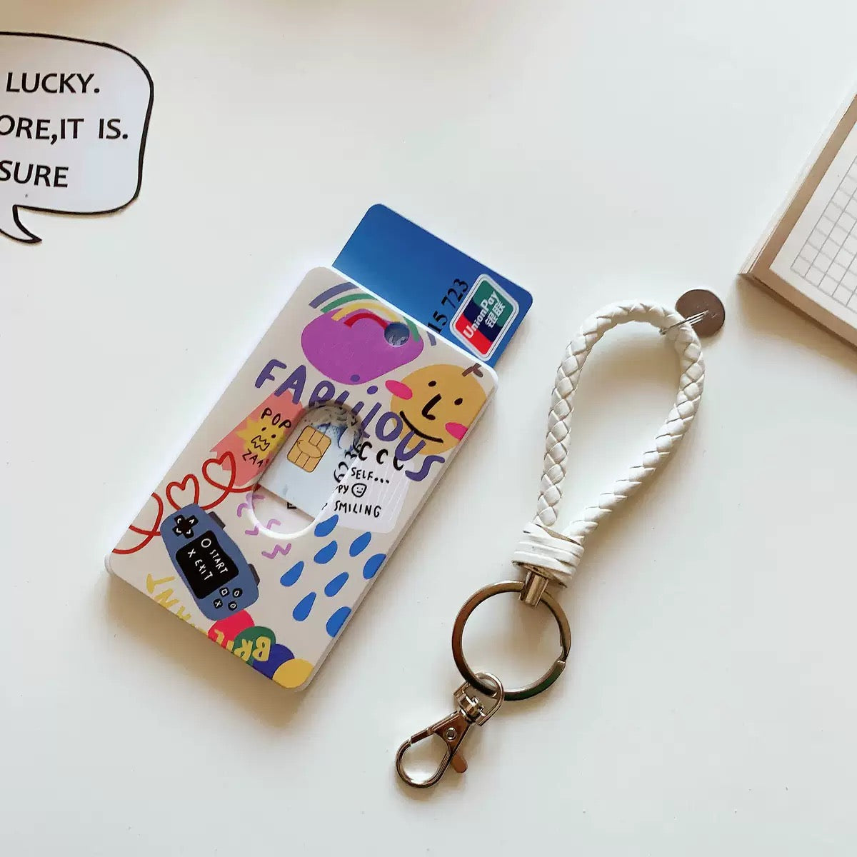 Cute ID/Credit Card Holder With Key Clip
