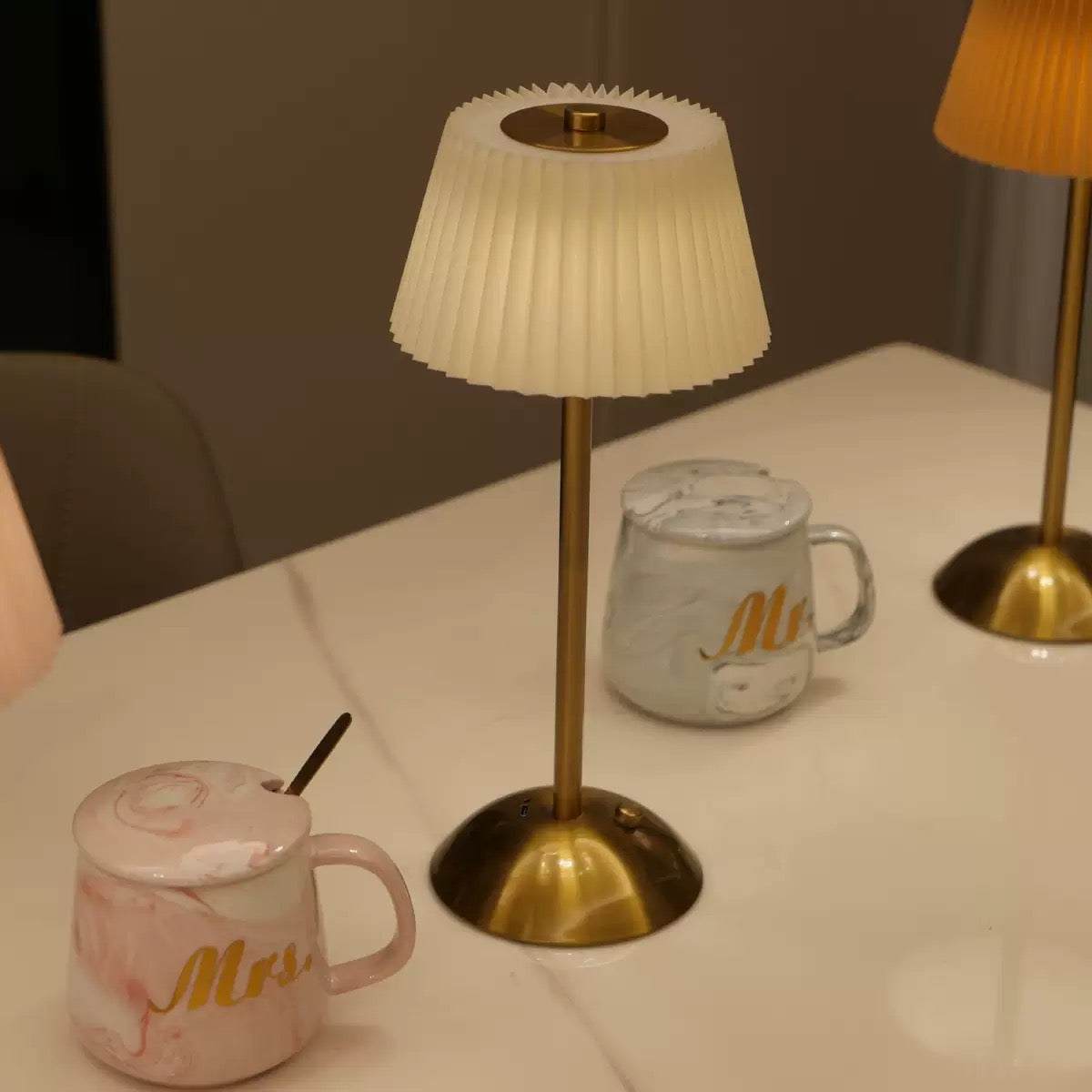 Rechargeable LED Pleated Table Lamp for creating a warm and cozy environment