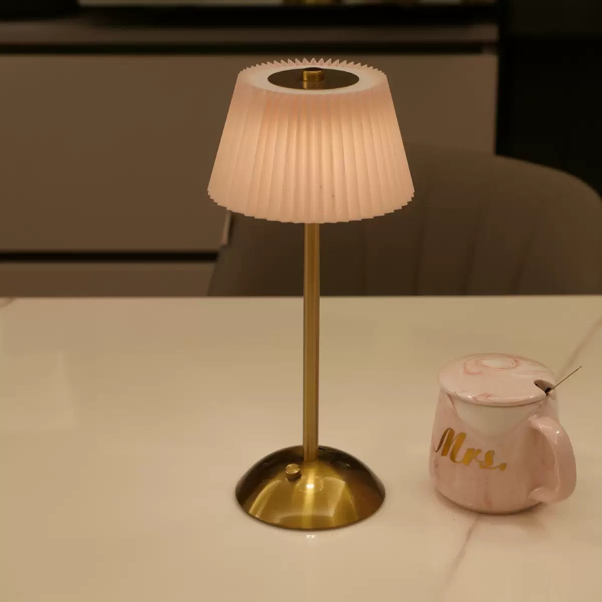 Rechargeable LED Pleated Table Lamp for creating a warm and cozy environment
