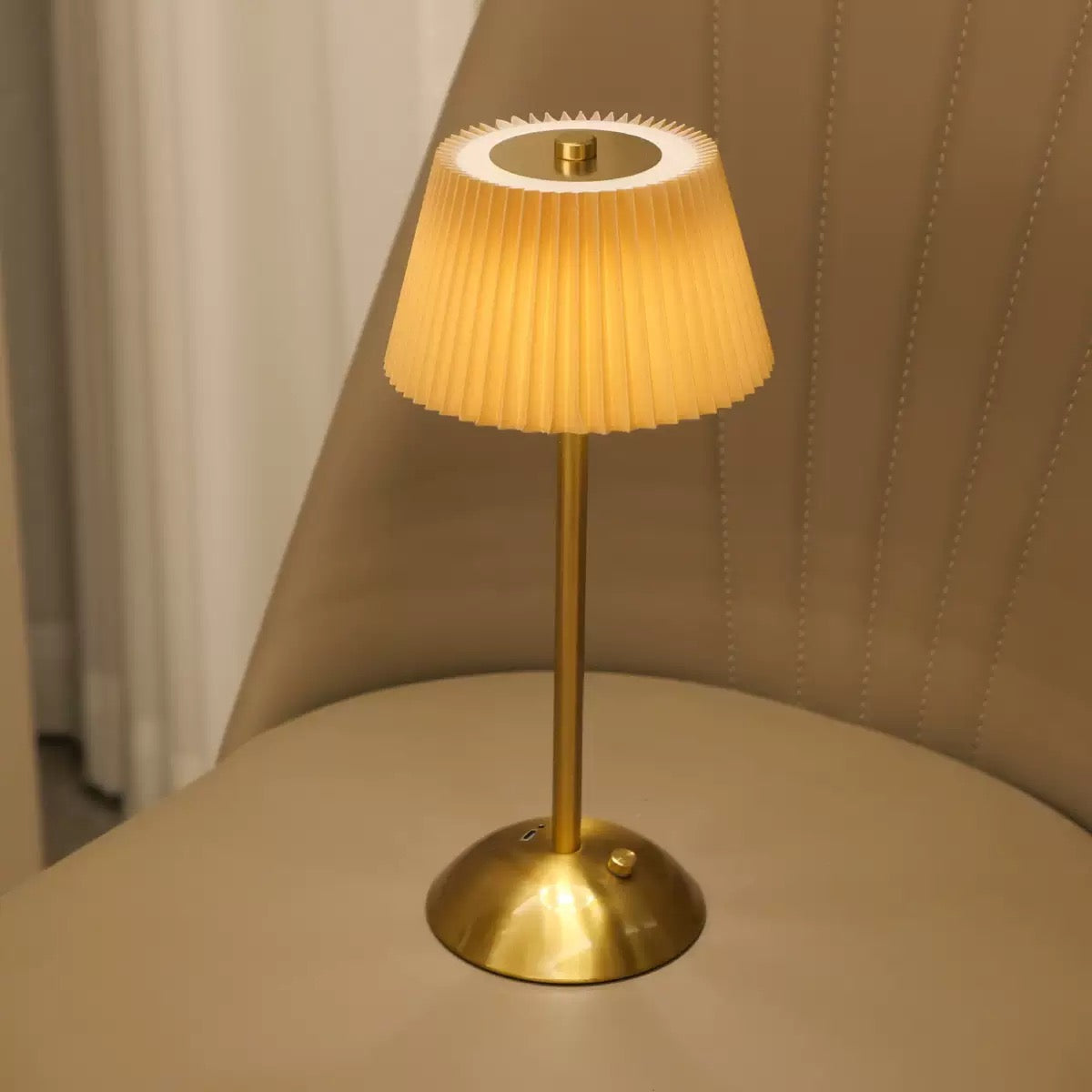 Rechargeable LED Pleated Table Lamp for creating a warm and cozy environment