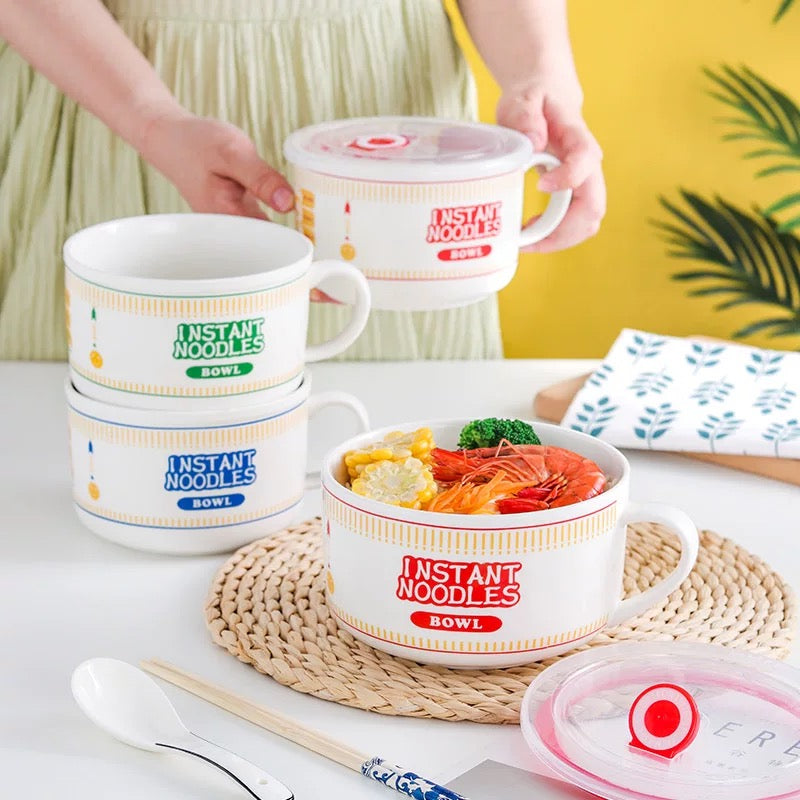 Instant Soup Noodle Ceramic Bowl with lid