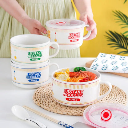 Instant Soup Noodle Ceramic Bowl with lid