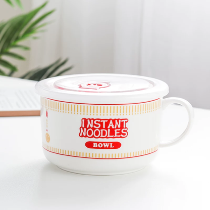 Instant Soup Noodle Ceramic Bowl with lid