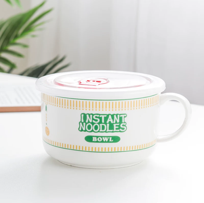 Instant Soup Noodle Ceramic Bowl with lid