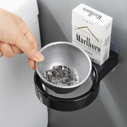 Wall Mounted Stick-on Removable Cigarette Ashtray Storage Rack for Toilet