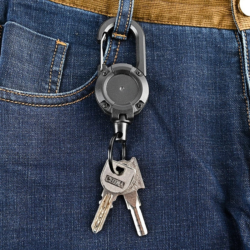 Anti Theft Heavy Duty Retractable Cord Keychain Carabiner Badge Clip