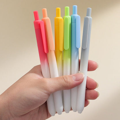 The Gradient Rainbow Pens (Set of 6) Set of 6 Aesthetic Gel Pens | 0.5mm Fine Tip | Smooth Writing | Cute Korean-Style Stationery for School, Office & Journaling
