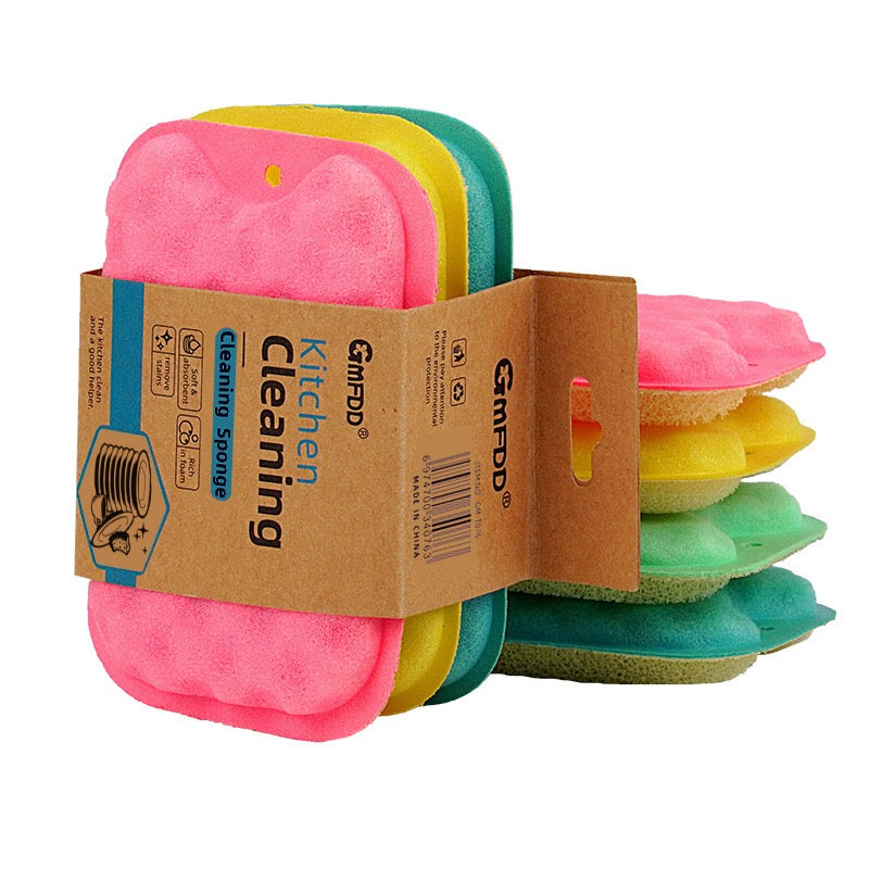 Double Sided Kitchen Sponge 2 in 1 Seaweed sponge + loofah sponge (Pack of 3)