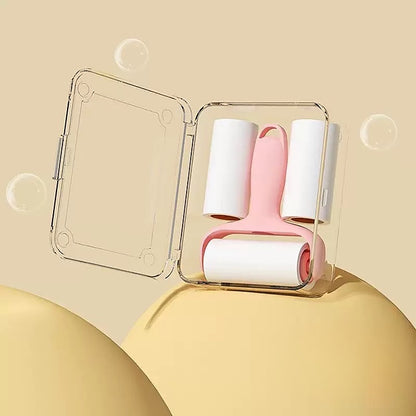Portable Pocket Lint roller with 2 extra replaceable paper rolls and carry case