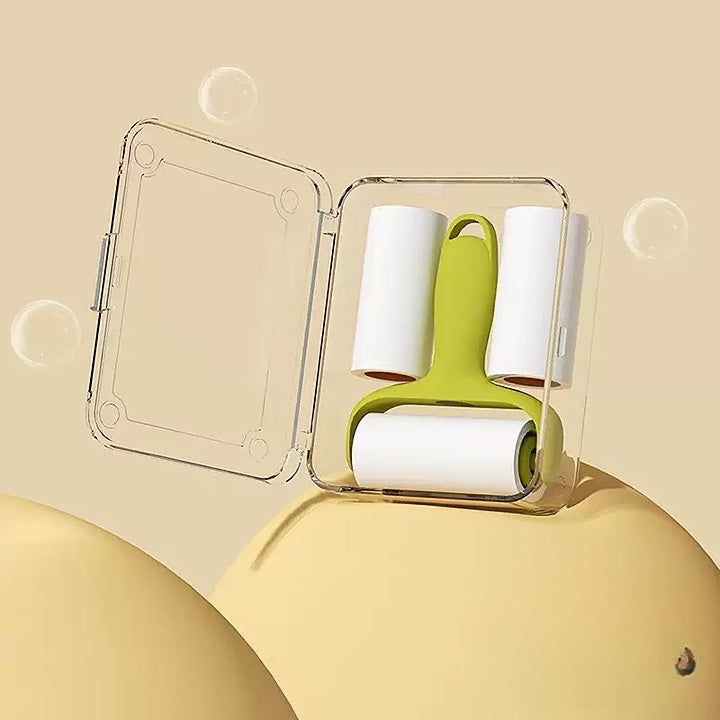 Portable Pocket Lint roller with 2 extra replaceable paper rolls and carry case