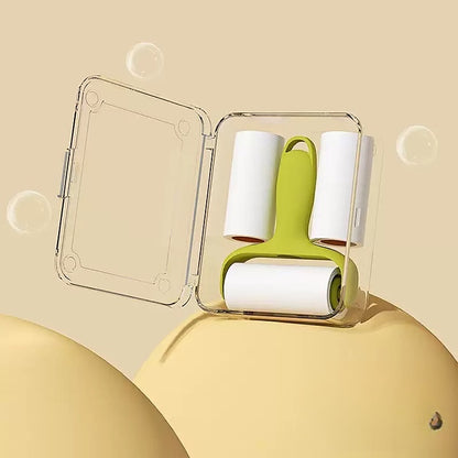 Portable Pocket Lint roller with 2 extra replaceable paper rolls and carry case