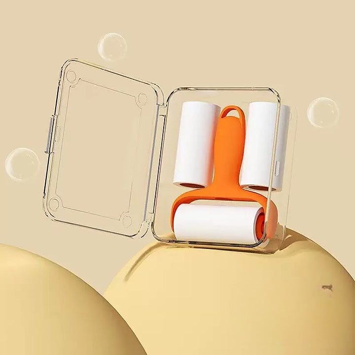 Portable Pocket Lint roller with 2 extra replaceable paper rolls and carry case