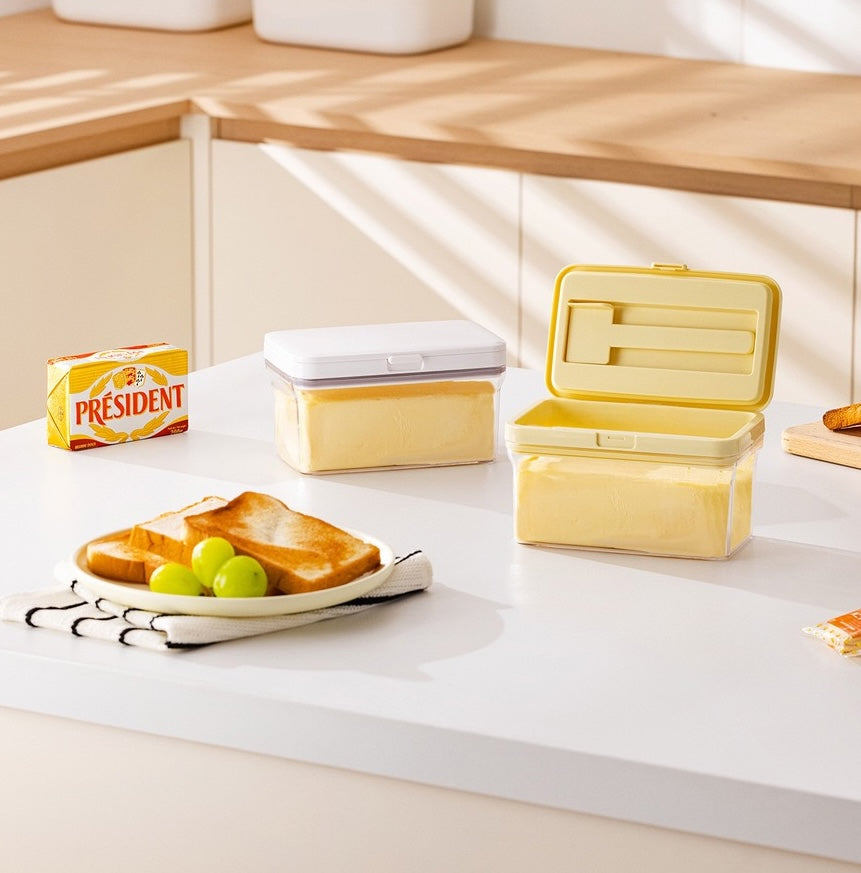 The Great Indian Butter Box™ | Airtight Butter Storage Container for 500g Butter Slabs | Built-in Magnetic Butter Spreader | BPA-Free Clear Butter Keeper with Silicone Seal | Fridge Organizer for Salted & Unsalted Butter