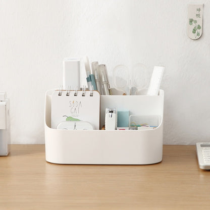 TidyNest™ Multi-Compartment Desk Organizer | Multipurpose Storage Box with Adjustable Dividers & Removable Partition | Plastic Organizer for Makeup, Cosmetics, Stationery, Office Supplies, Bathroom & Vanity Counter (White)