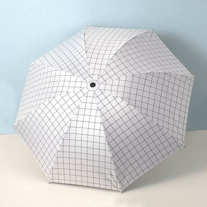 CheckMate™ Automatic Folding Umbrella for Men & Women | 100cm Canopy | Windproof & Water-Resistant | Compact 28cm Folded Size | Auto Open Travel Umbrella | 54cm Tall | Black & White Grid Design