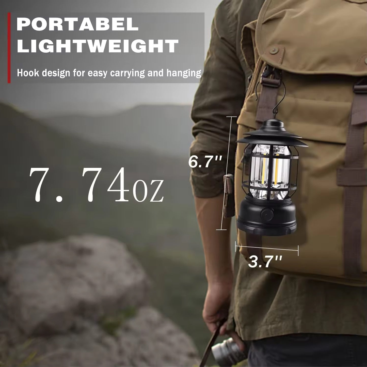 Rechargeable Retro Camping Light with Replaceable Lithium ion Battery