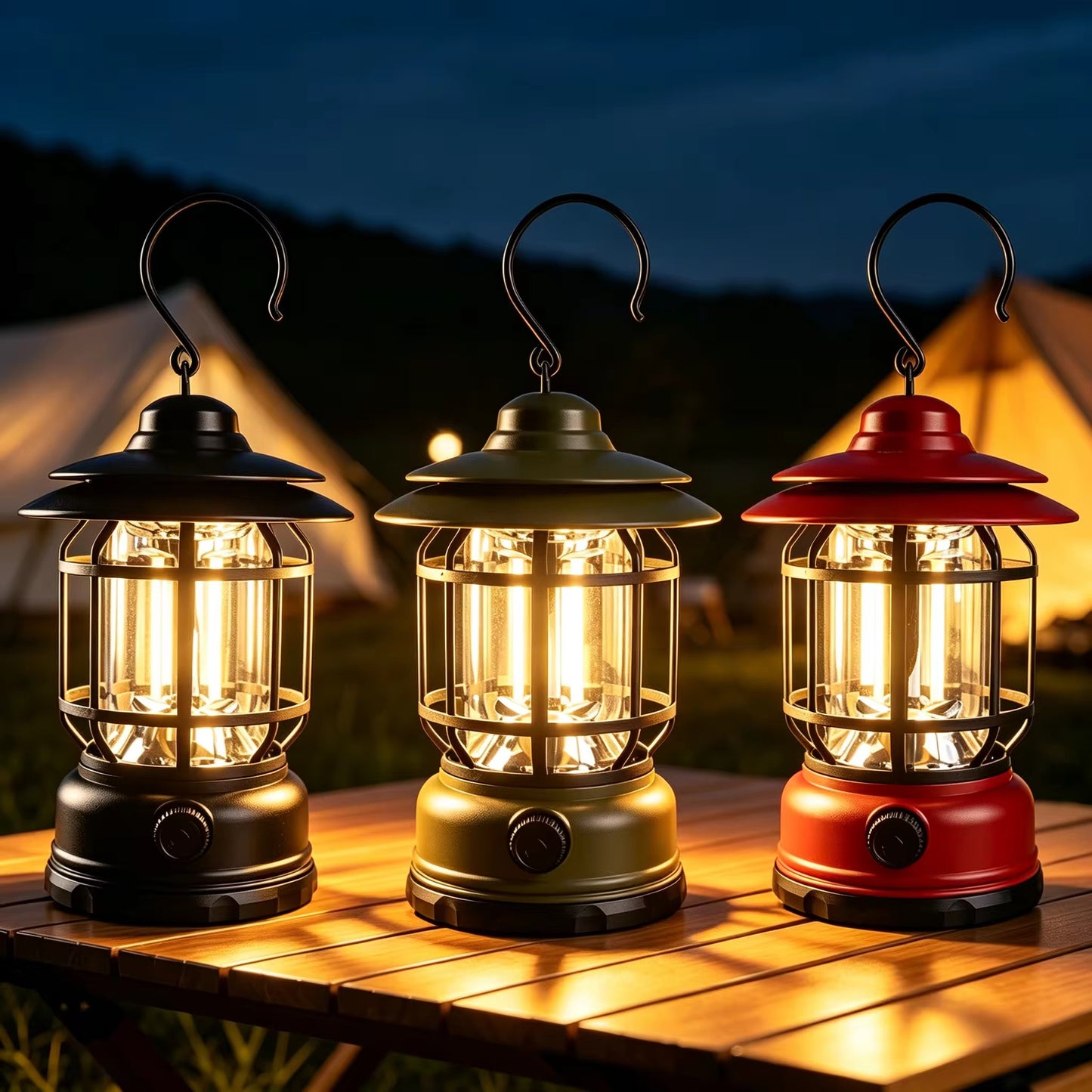 Rechargeable Retro Camping Light with Replaceable Lithium ion Battery