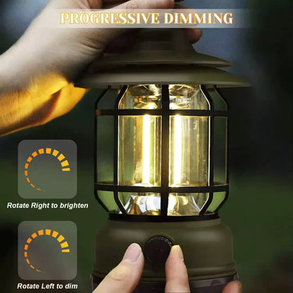 Rechargeable Retro Camping Light with Replaceable Lithium ion Battery