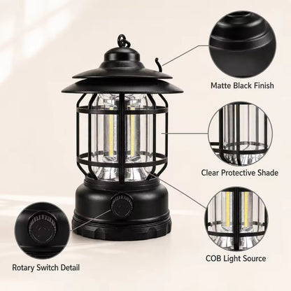 Rechargeable Retro Camping Light with Replaceable Lithium ion Battery