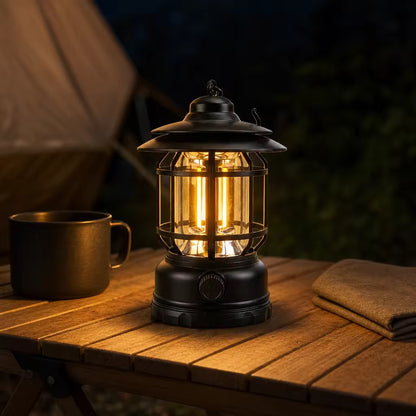 Rechargeable Retro Camping Light with Replaceable Lithium ion Battery