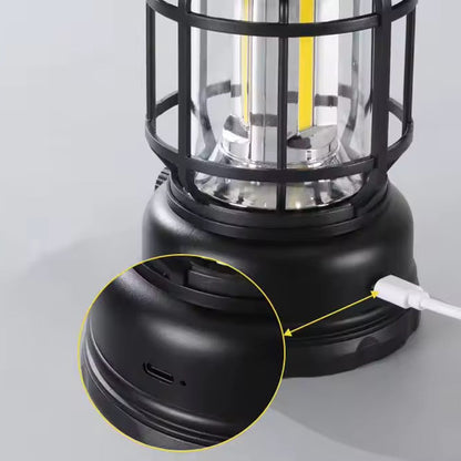 Solar Powered  & Rechargeable Retro Camping Light with Replaceable Lithium ion Battery