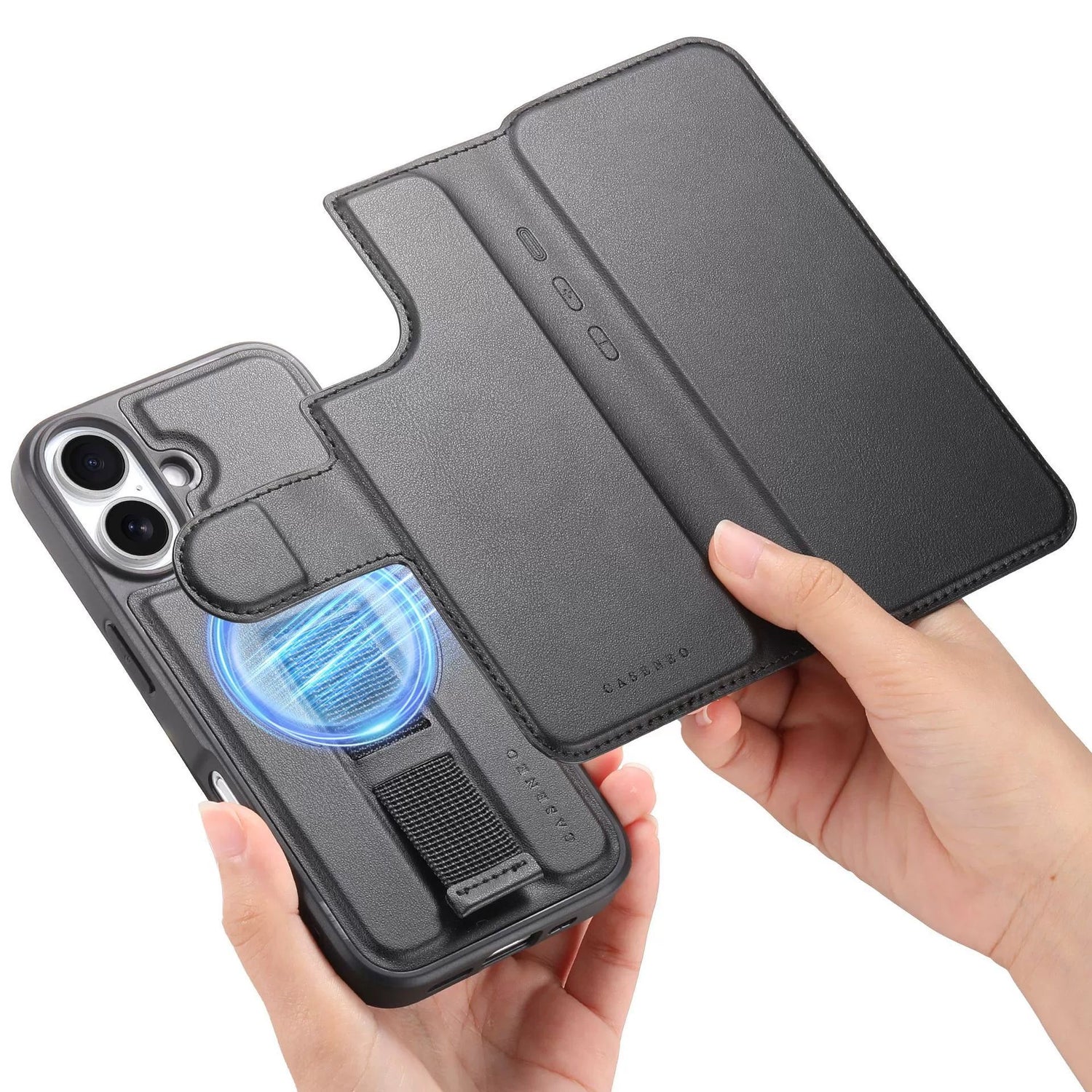 2 in 1 iPhone Detachable Wireless Charging Folio MagSafe Case and Cover RFID Blocking Card wallet Slots Removable Cover for iPhone
