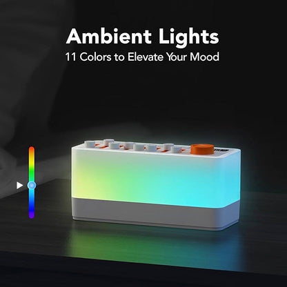 3-in-1 White Noise Sleep Sound Machine/Portable Bluetooth Speaker/12 Colors Night Light, Mixable 8 Nature Sounds & White Noise, Sleep Timer for Baby Adult