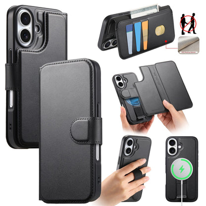 2 in 1 iPhone Detachable Wireless Charging Folio MagSafe Case and Cover RFID Blocking Card wallet Slots Removable Cover for iPhone