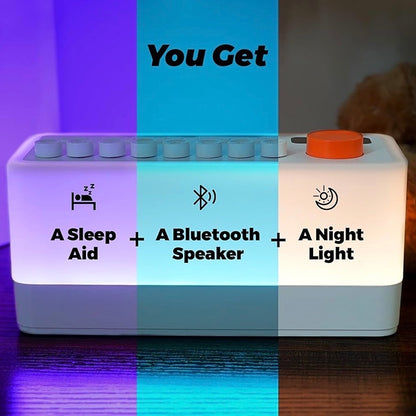 3-in-1 White Noise Sleep Sound Machine/Portable Bluetooth Speaker/12 Colors Night Light, Mixable 8 Nature Sounds & White Noise, Sleep Timer for Baby Adult