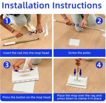 Self Clip Retractable and Multifunctional Cleaning Mop with Quick Cloth Replacement
