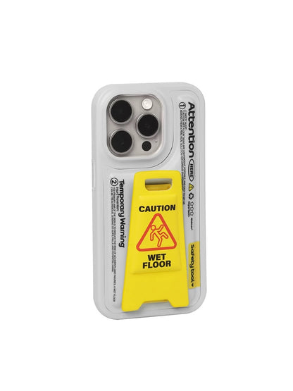 WAKCAS Caution Wet Floor Protective case for iPhone with Built-in Phone Stand
