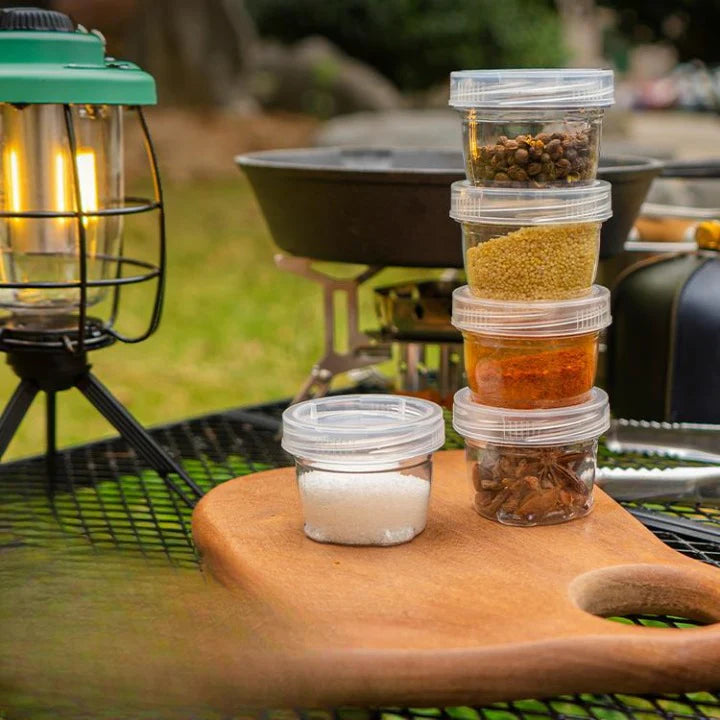 Stackable 5 piece Interlocking Spice & Dip Jars with Carry Pouch ( 40ml x 5 )