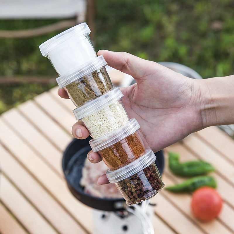 Stackable 5 piece Interlocking Spice & Dip Jars with Carry Pouch ( 40ml x 5 )